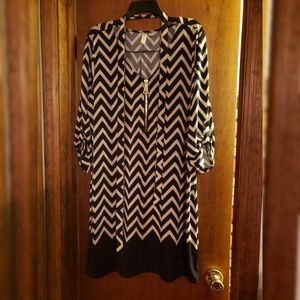 Black and beige chevron dress
